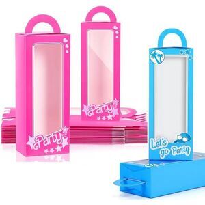 12 Pcs Pink & Blue Party Favor Boxes - Doll Theme Gift Goodie Bags Birthday Brid